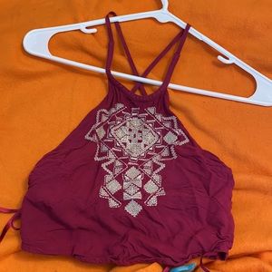 Halter neck strap oh aztec bohemian western crop top
